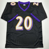 Autographed/Signed Ed Reed Baltimore Black Football Jersey Beckett BAS COA
