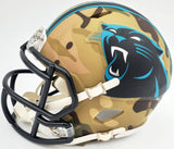 CHRISTIAN MCCAFFREY AUTOGRAPHED PANTHERS CAMO SPEED MINI HELMET BECKETT 192523