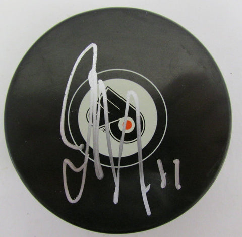 Jeff Reese Philadelphia Flyers Autographed/Signed Flyers Logo Puck 140407