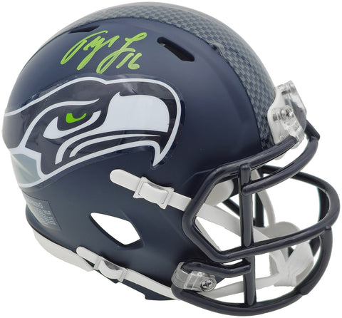 TYLER LOCKETT AUTOGRAPHED SIGNED SEAHAWKS BLUE SPEED MINI HELMET MCS HOLO 236387