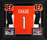 Bengals Ja'Marr Chase Signed Orange TB Nike Game Framed Jersey BAS Witnessed