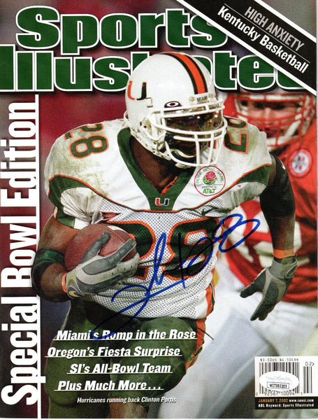 Clinton Portis Signed Miami Hurricanes Sports Illustrated 1/7/02 JSA Witnessed