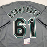 Autographed/Signed LIVAN HERNANDEZ 97 WS MVP Florida Grey Jersey PSA COA