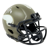 Justin Jefferson Vikings Signed Riddell Salute to Service Mini Helmet BAS