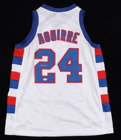 Mark Aguirre Signed DePaul Blue Demons Jersey (PSA COA) 2xNBA Champion Pistons