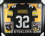 Franco Harris Autographed/Signed Pro Style Framed Black XL Jersey BAS 40134