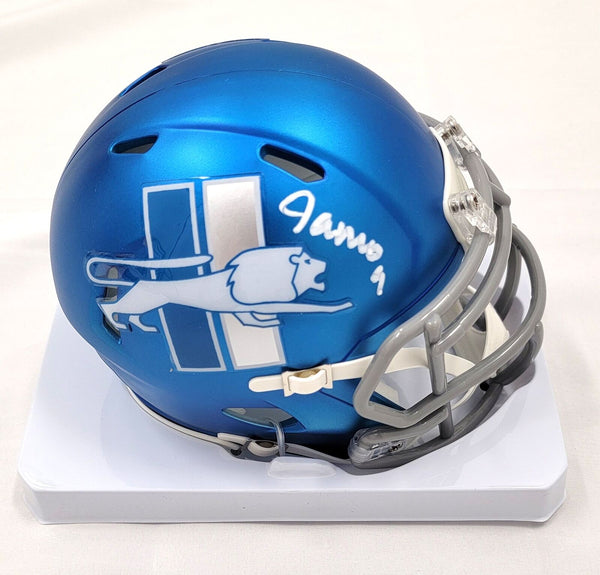 Jameson Williams Signed Detroit Lions 2023 ALT Mini Helmet Beckett Witnessed