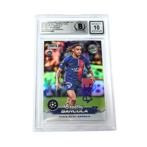 Bradley Barcola Signed 2023-24 Topps Stadium Club Chrome Members - BGS 10 Auto