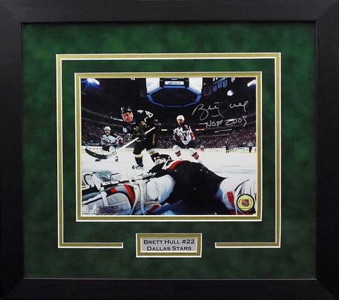 BRETT HULL AUTOGRAPHED DALLAS STARS STANLEY CUP 8x10 FRAMED PHOTO COA