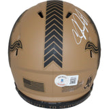 Calvin Johnson Autographed Detroit Lions 23 Salute Mini Helmet Beckett 44109