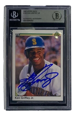 Ken Griffey Jr Signed Slabbed Mariners 1990 Upper Deck #156 Rookie Card BAS