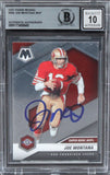 49ers Joe Montana Signed 2021 Panini Mosaic #292 MVP Card Auto 10! BAS Slabbed