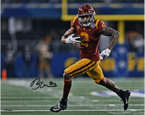 Brenden Rice USC Trojans Autographed 16" x 20" Running in Red Jersey Photograph