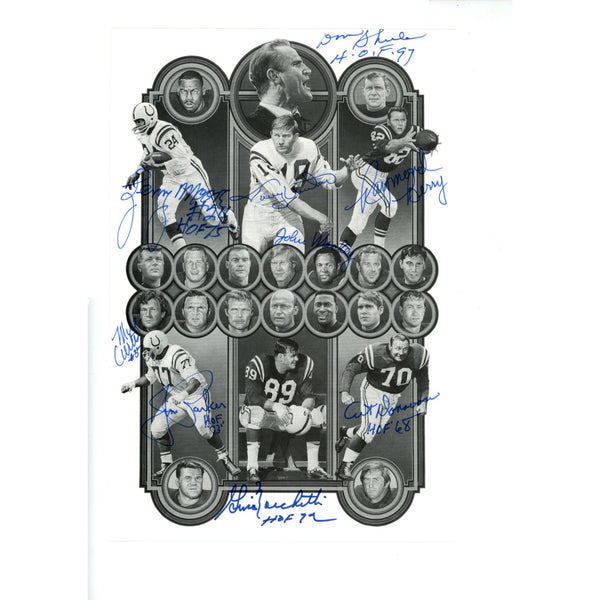 Johnny Unitas Don Shula +7 Autographed Baltimore Colts B&W 7x10 Photo PSA 55128