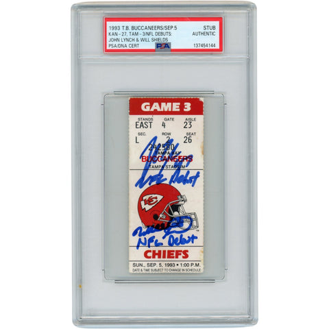 John Lynch Will Shields Signed Tampa Bay Buccaneers NFL Debut Ticket PSA 49984