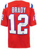 Tom Brady Signed New England Patriots Red Nike Football Jersey - (Fanatics COA)