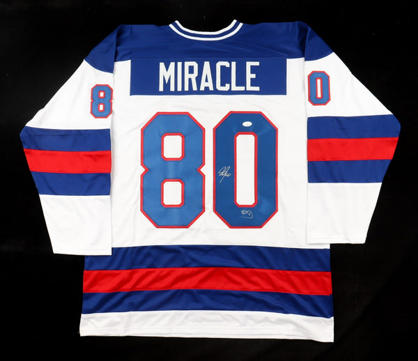 1980 Team USA Miracle on Ice Jersey Signed by Steve Janaszak & Dave Silk/JSA COA