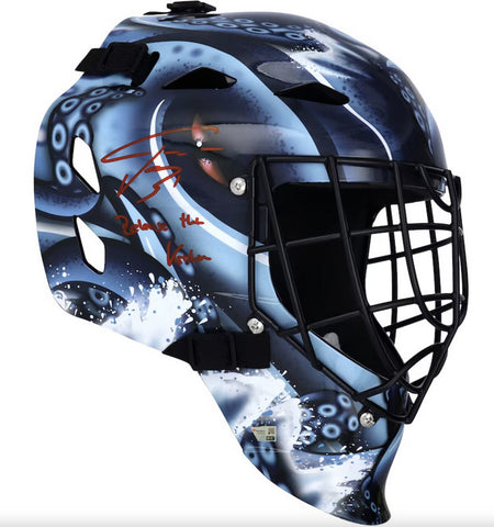 Philipp Grubauer Autographed "Release The Kraken" Replica Goalie Mask Fanatics