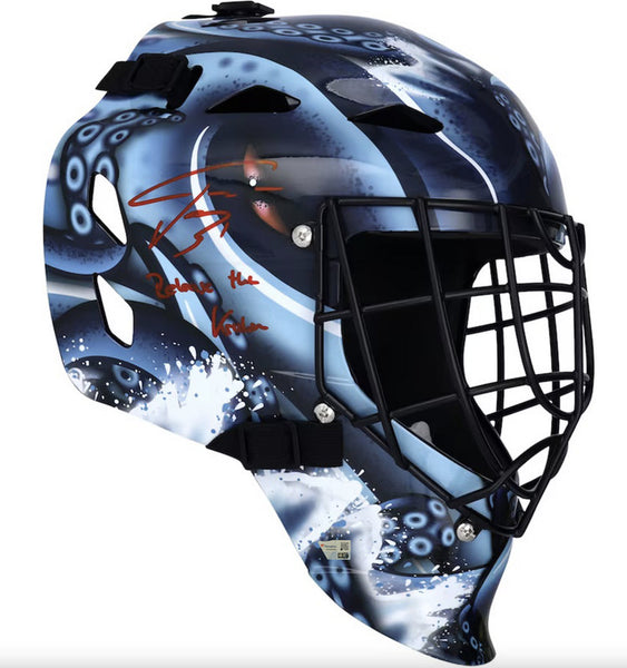 Philipp Grubauer Autographed "Release The Kraken" Replica Goalie Mask Fanatics