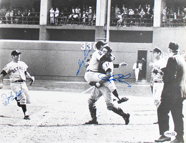 Dick McAuliffe, Mickey Lolich & Bill Freeham Signed Detroit Tigers 11x14 Photo