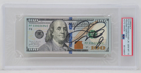 Floyd Mayweather Jr. Signed $100 Bill (GEM MT 10 Auto Grade) (PSA Encapsulated)