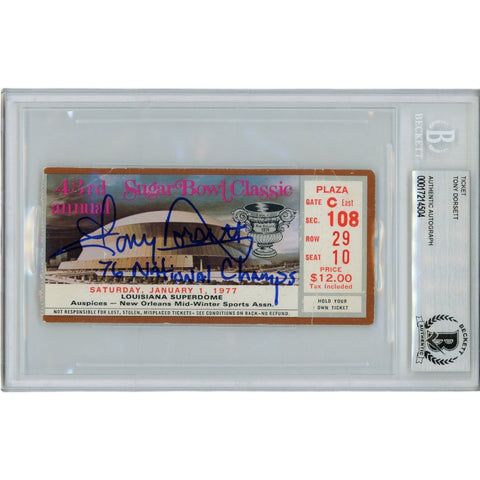 Tony Dorsett Autographed 1976 Pitt vs. Navy Ticket Stub Heisman Beckett 45944