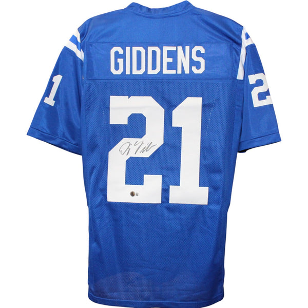 DJ Giddens Autographed Pro Style Blue Sz XL Jersey Beckett Witness 51627