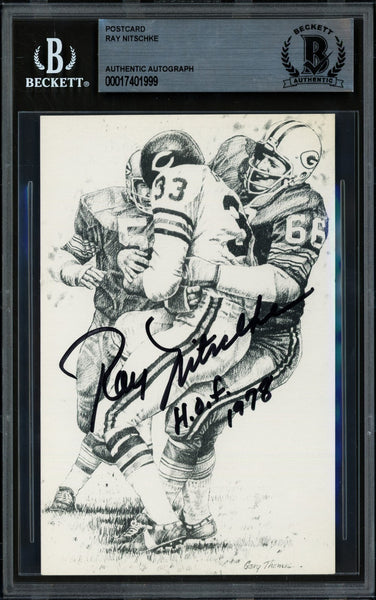 Ray Nitschke Autographed Postcard Green Bay Packers "HOF 1978" Beckett #17401999