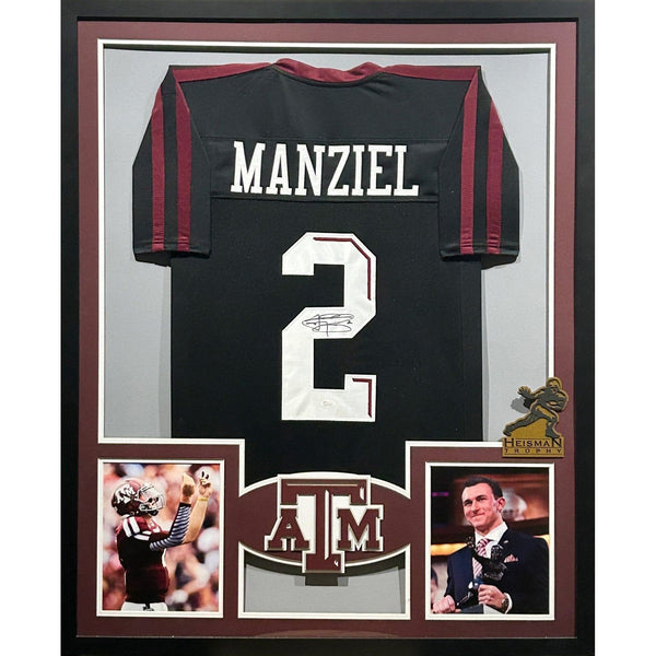 Johnny Manziel Autographed Signed Framed Black Texas A&M Heisman Jersey JSA