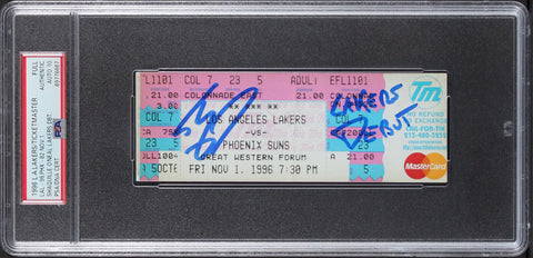 Shaquille O'Neal "Lakers Debut" Signed 1996 Full Ticket Stub Auto 10 PSA Slabbed