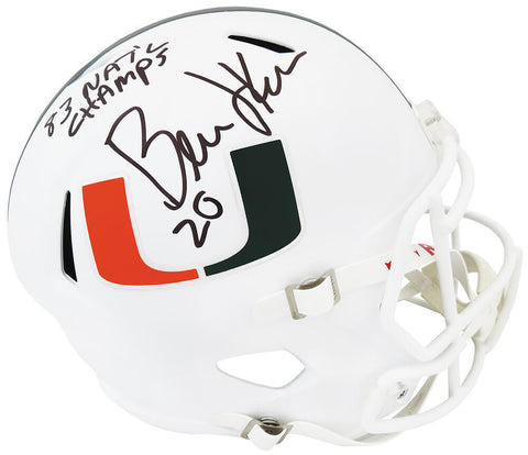 Bernie Kosar Signed Miami Riddell F/S Speed Replica Helmet w/83 Champs- (SS COA)