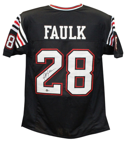 Marshall Faulk Autographed/Signed College Style Black XL Jersey BAS 40268