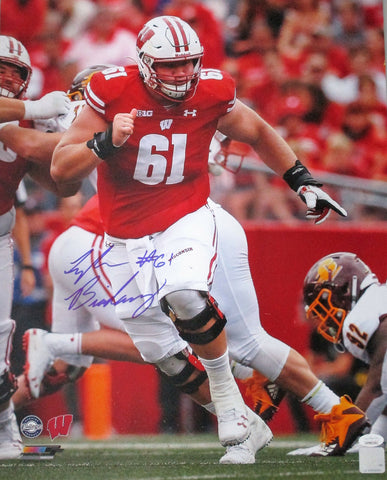 WI Badgers Center TYLER BIADASZ Signed 16x20 Photo #1 AUTO - 2020 Draft Pick JSA