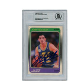 John Stockton Autographed 1988 Fleer #115 Slabbed Trading Card Beckett 53114