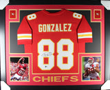 Tony Gonzalez Autographed Pro Style Red XL Framed Jersey 35x43 Beckett 51216