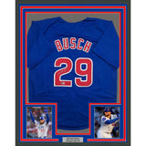 Framed Autographed/Signed Michael Busch 35x39 Chicago Blue Jersey BAS COA