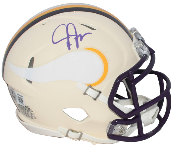 JUSTIN JEFFERSON AUTOGRAPHED MINNESOTA VIKINGS RETRO SPEED MINI HELMET BECKETT