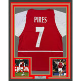 Framed Autographed/Signed Robert Pires 35x39 Arsenal Red Jersey Beckett BAS COA