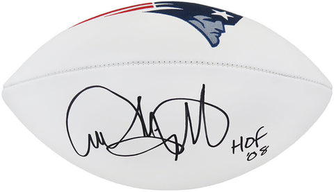 Andre Tippett Signed Patriots Wilson White Logo Football w/HOF'08 (SCHWARTZ COA)