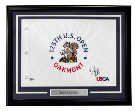 Brooks Koepka Signed Framed 125th PGA US Open Golf Flag BAS