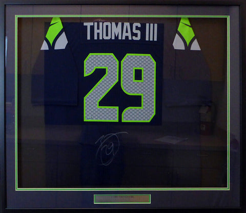 SEATTLE SEAHAWKS EARL THOMAS AUTOGRAPHED FRAMED BLUE NIKE JERSEY MCS HOLO 130326