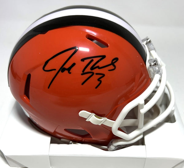 Cle Browns JOE THOMAS Signed Riddell Throwback Speed Mini Helmet AUTO - JSA