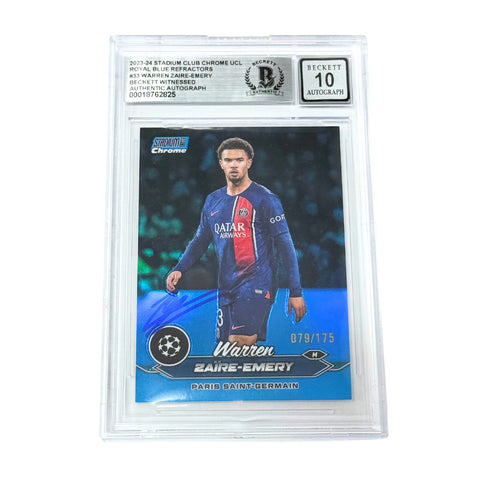 Warren Zaire-Emery Signed 2023-24 Topps Stadium Club Chrome /175 - BGS 10 Auto