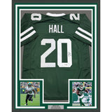 Framed Autographed/Signed Breece Hall 35x39 New York Green Jersey JSA COA