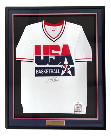 Larry Bird Signed Framed USA M&N Authentic Dream Team Shooting Shirt PSA/DNA
