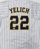 CHRISTIAN YELICH Signed Custom Replica Pinstripe Brewers Jersey AUTO - BAS