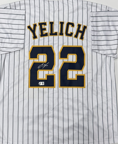 CHRISTIAN YELICH Signed Custom Replica Pinstripe Brewers Jersey AUTO - BAS