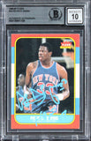 Knicks Patrick Ewing "HOF 08" Signed 1986 Fleer #32 Card Auto 10! BAS Slabbed