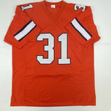 Autographed/Signed Justin Simmons Denver Retro Orange Football Jersey PSA/DNA CO