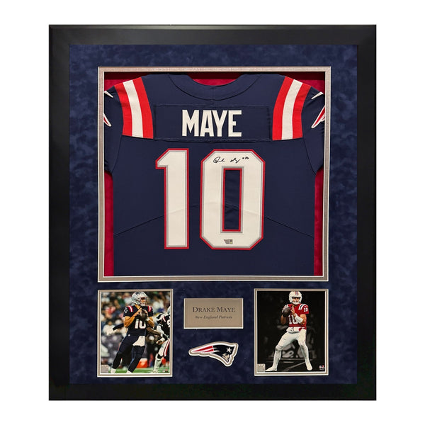 Drake Maye Patriots Signed Autographed Jersey Framed to 32x40 Fanatics